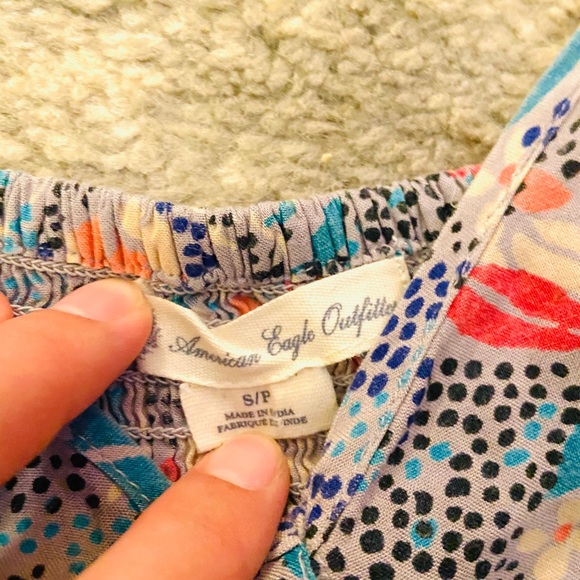 American Eagle Blue and Pink Floral Romper - Picture 3 of 4